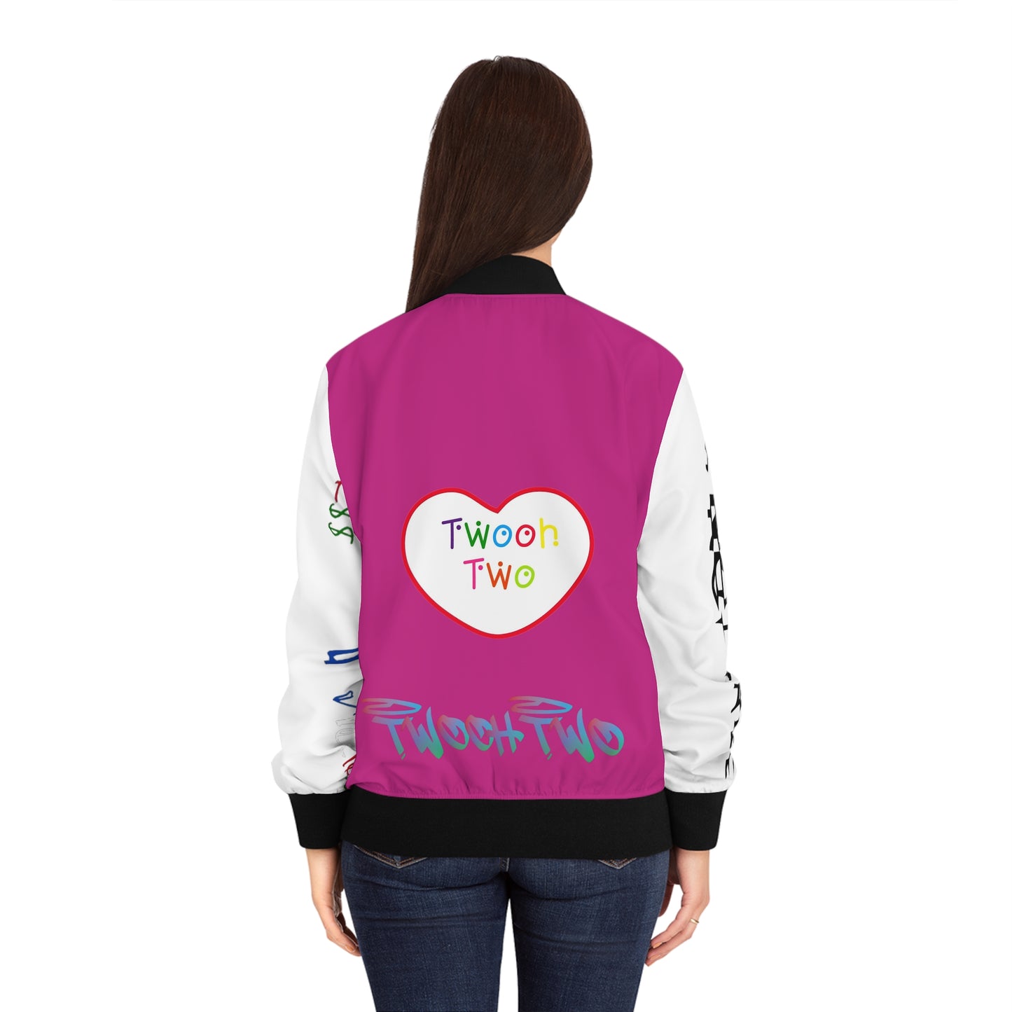 Trendy Women's Bomber Jacket with Colorful Heart Design