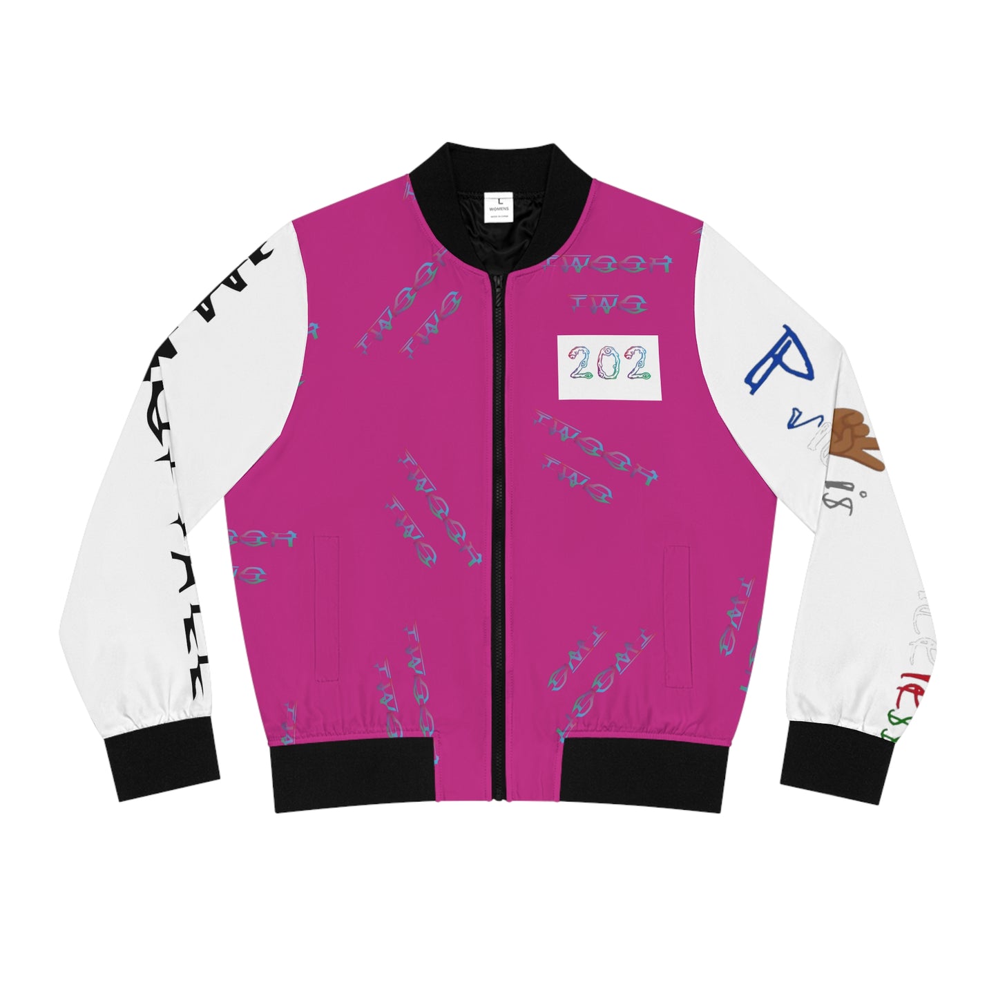 Trendy Women's Bomber Jacket with Colorful Heart Design