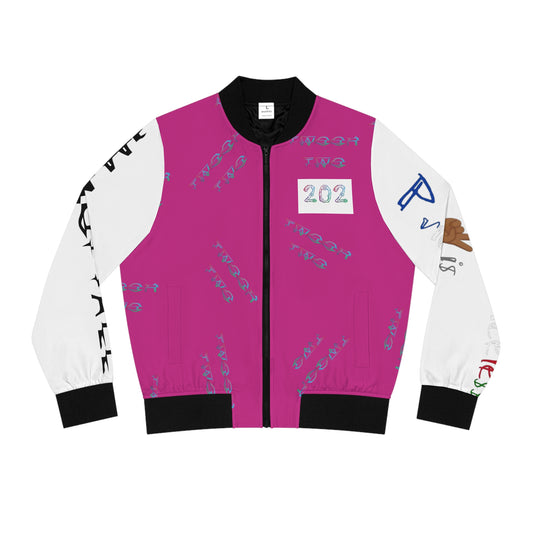 Trendy Women's Bomber Jacket with Colorful Heart Design